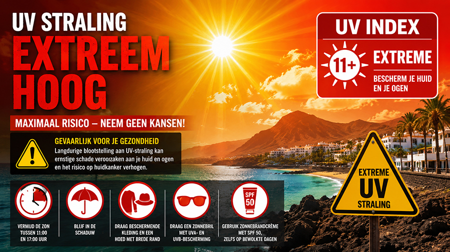 Canarische Eilanden onder ‘extreme’ UV-waarschuwing geplaatst